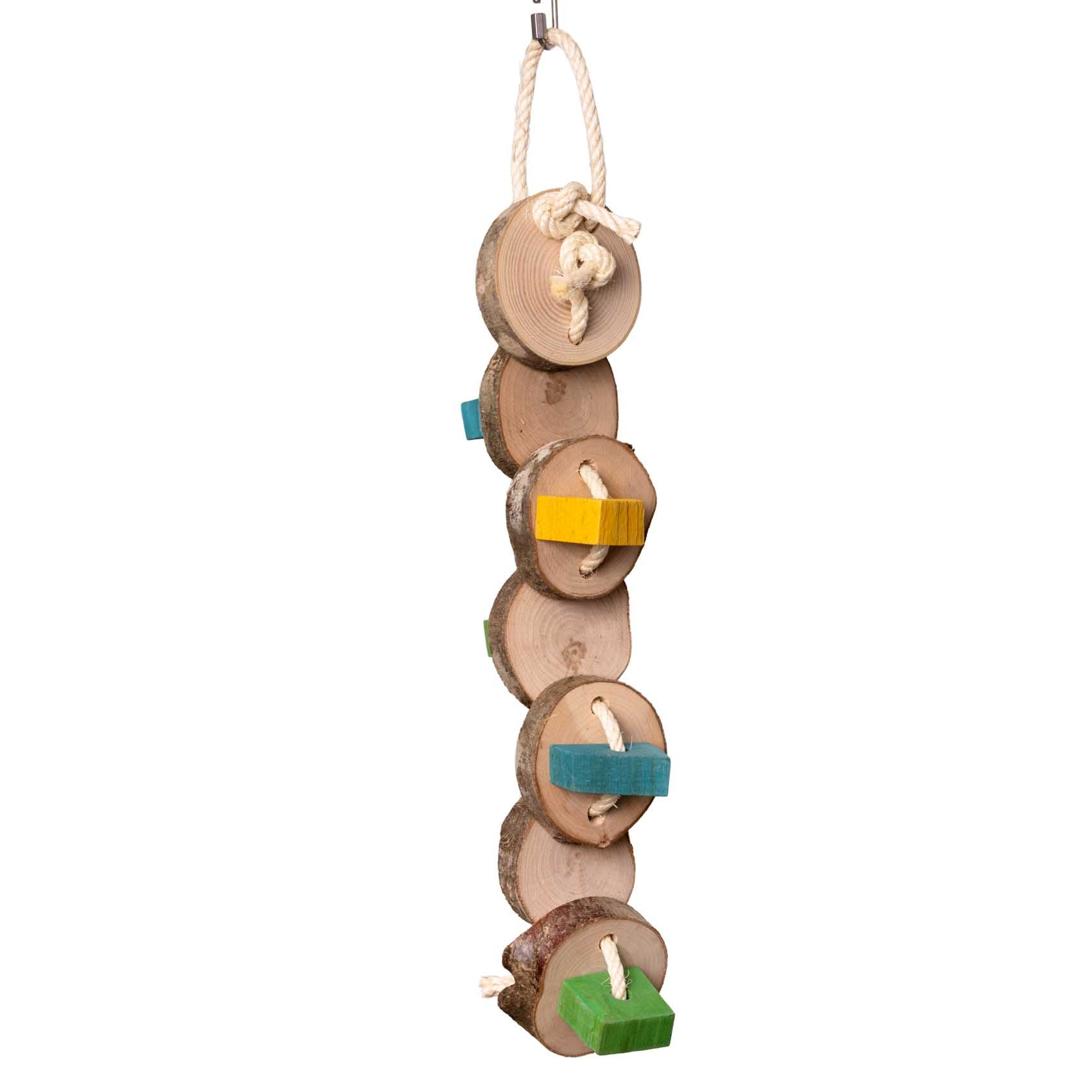 rico-s-futterkiste-holzscheibenraupe-papageienspielzeug-70-cm-hartholz image 1