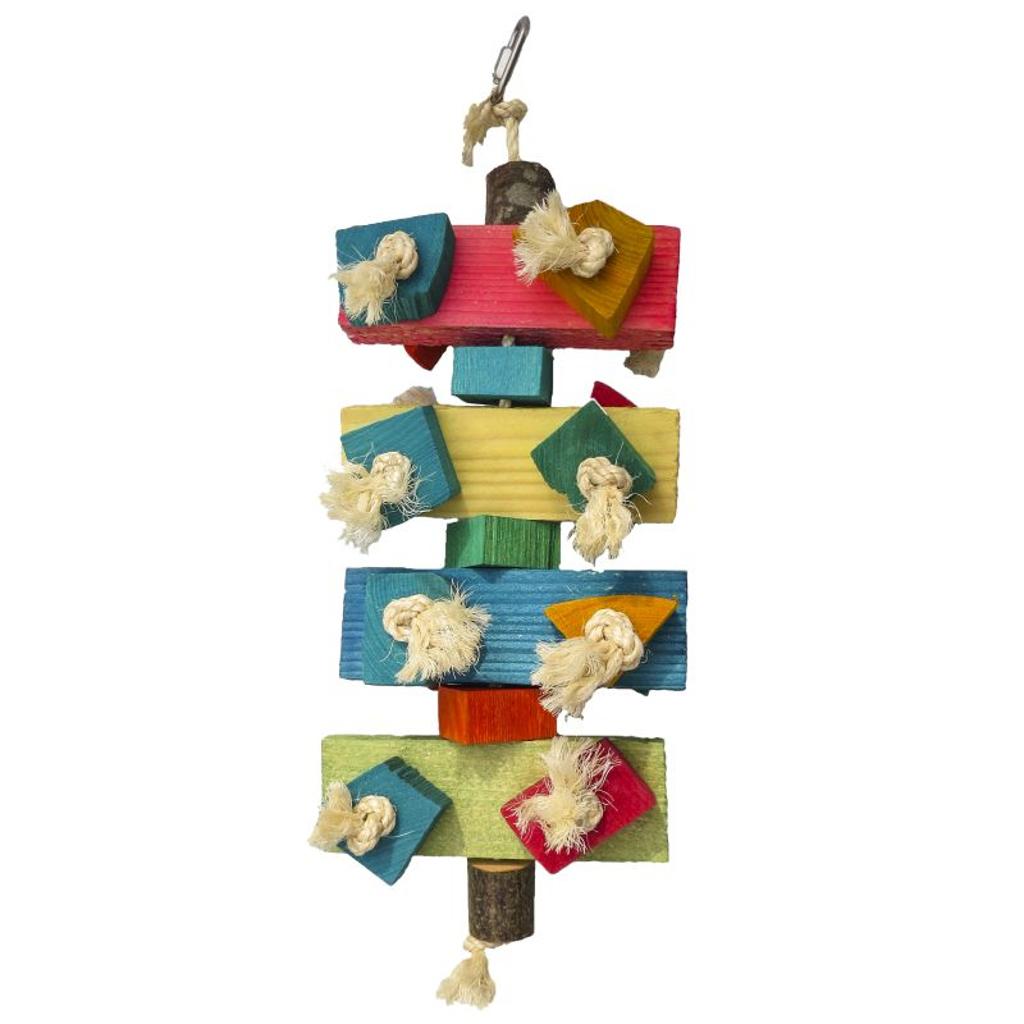 rico-s-futterkiste-kunterbunt-papageienspielzeug-schreddern-holz-40-cm image 1