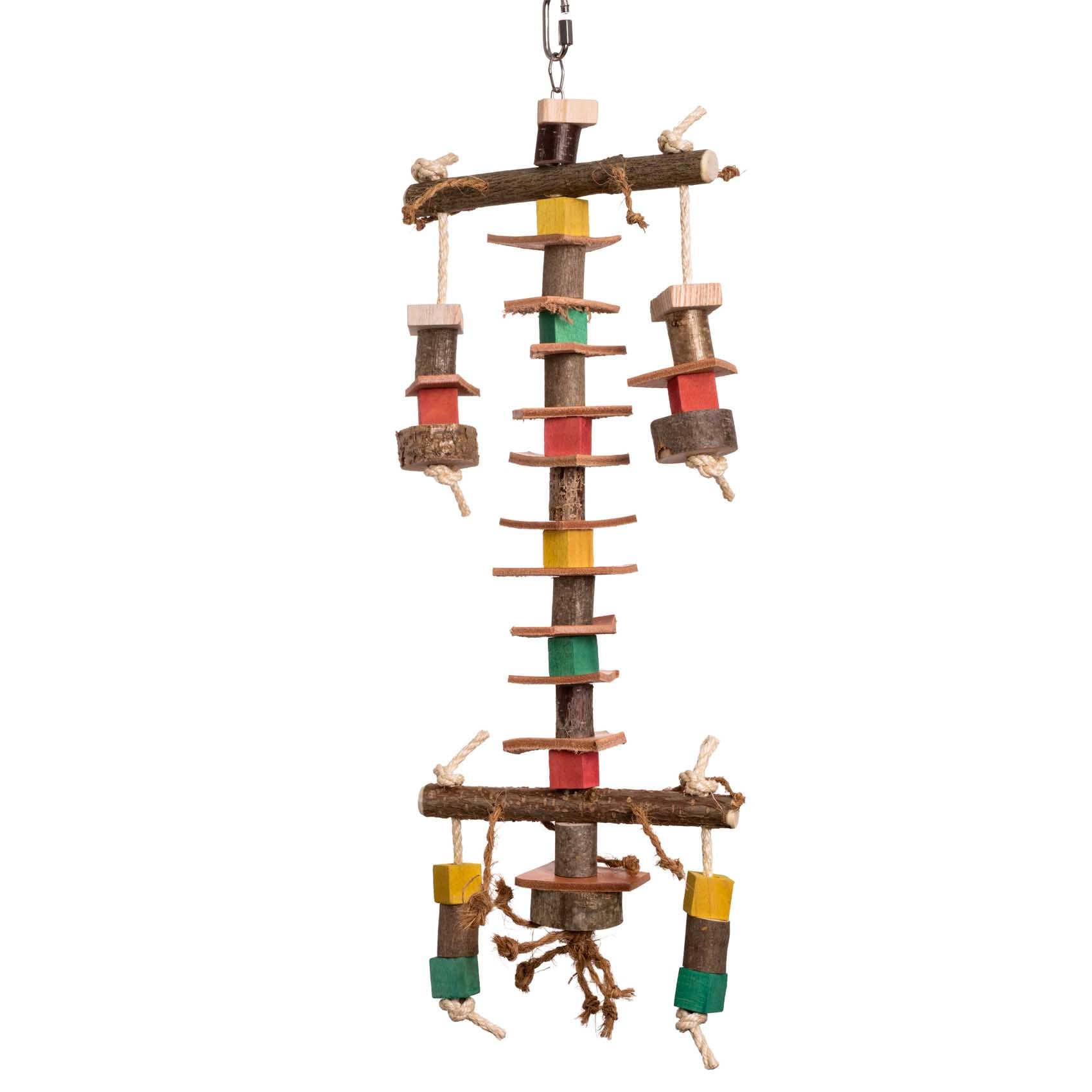 rico-s-futterkiste-knabberspiel-papageienspielzeug-holz-leder-sisal image 1