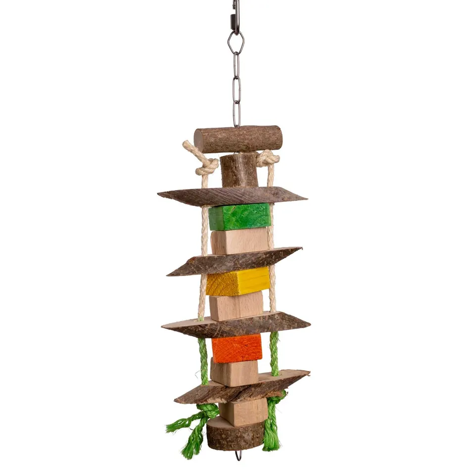 rico-s-futterkiste-knabber-turm-papageienspielzeug-holz-sisal image 1