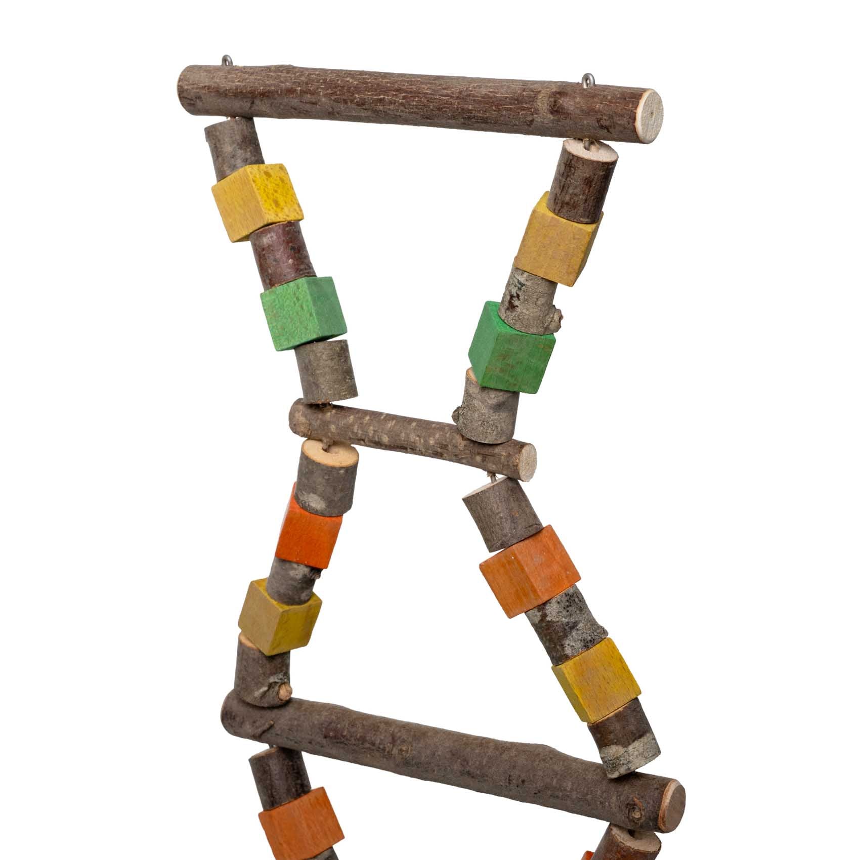 rico-s-futterkiste-trapez-schaukel-leiter-sittichspielzeug-holz-40-cm image 2