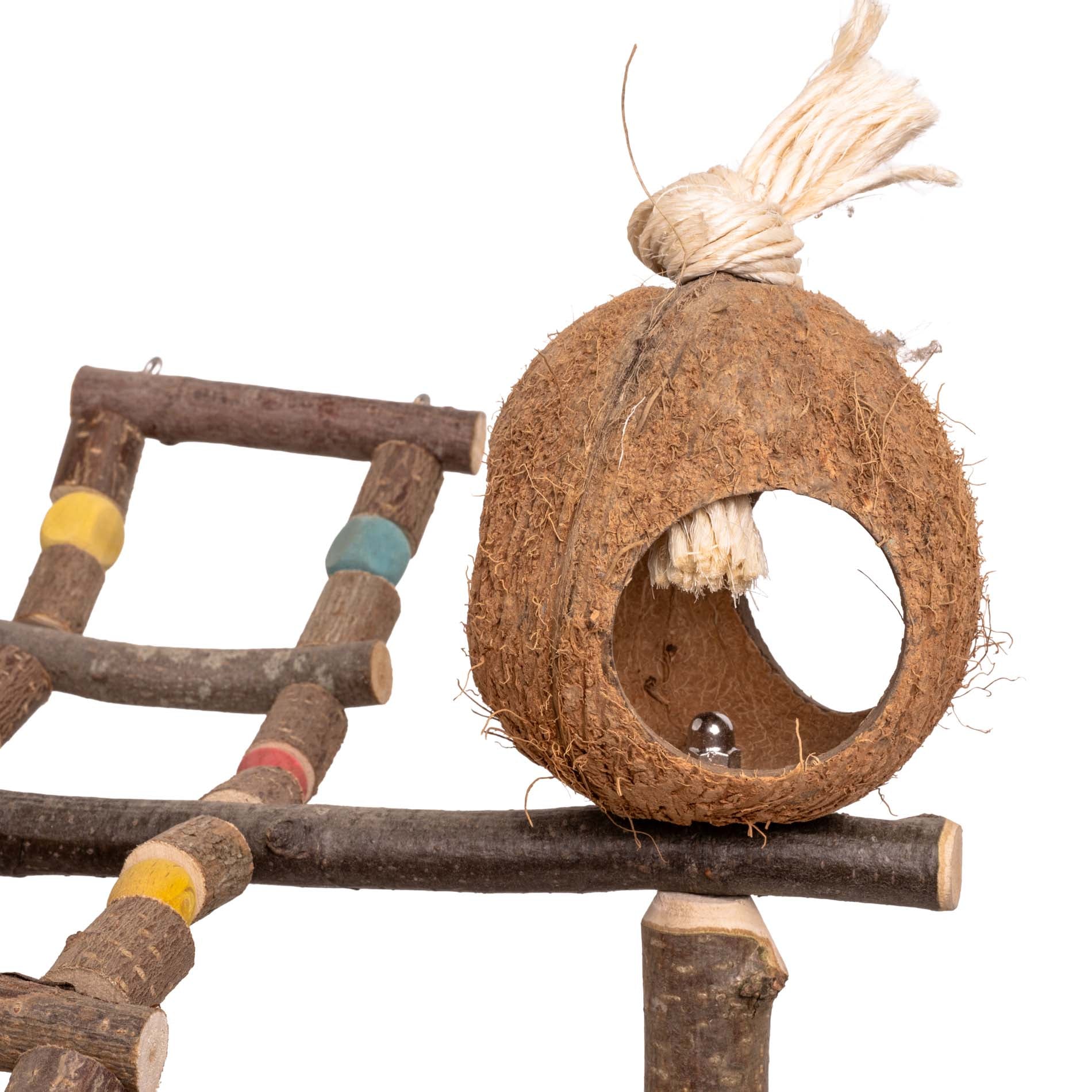 rico-s-futterkiste-kletter-spielplatz-sittiche-mit-kokosnuss image 2