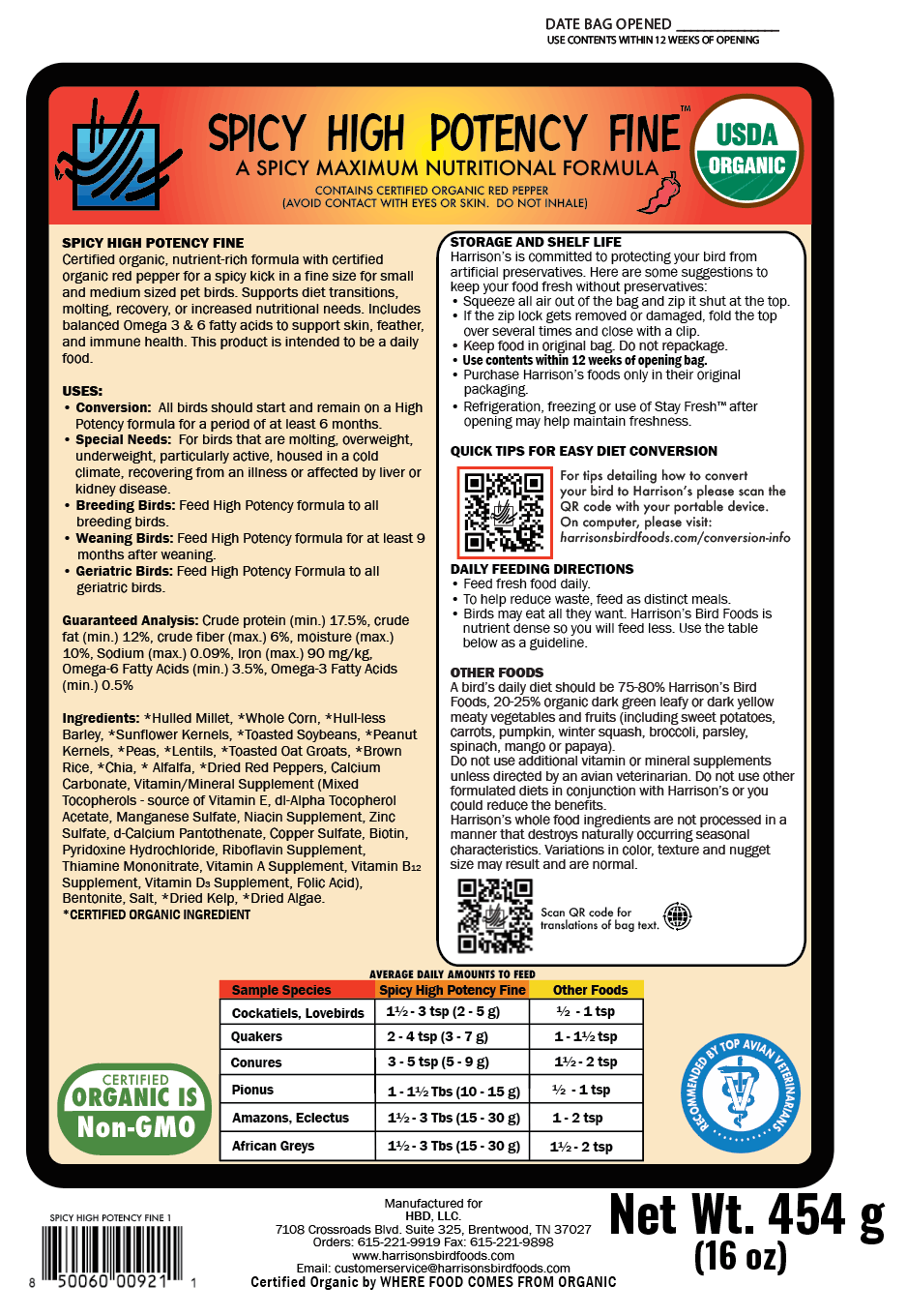 harrison-high-potency-fine-vogelfutter-scharf-fein-bio-papagei image 3