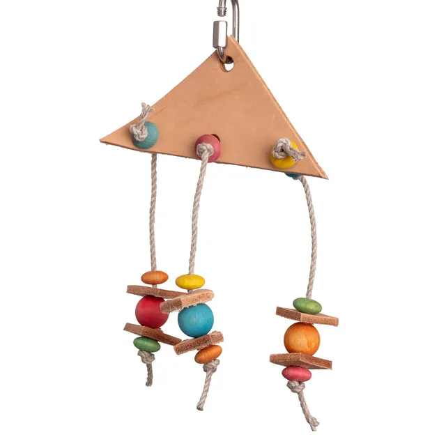rico-s-futterkiste-lederdreieck-sittichspielzeug-leder-sisal-20cm image 1