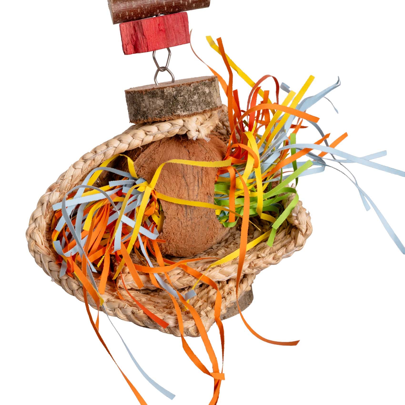 rico-s-futterkiste-strohmattenwuschel-papageienspielzeug-kokosnuss-45cm image 2