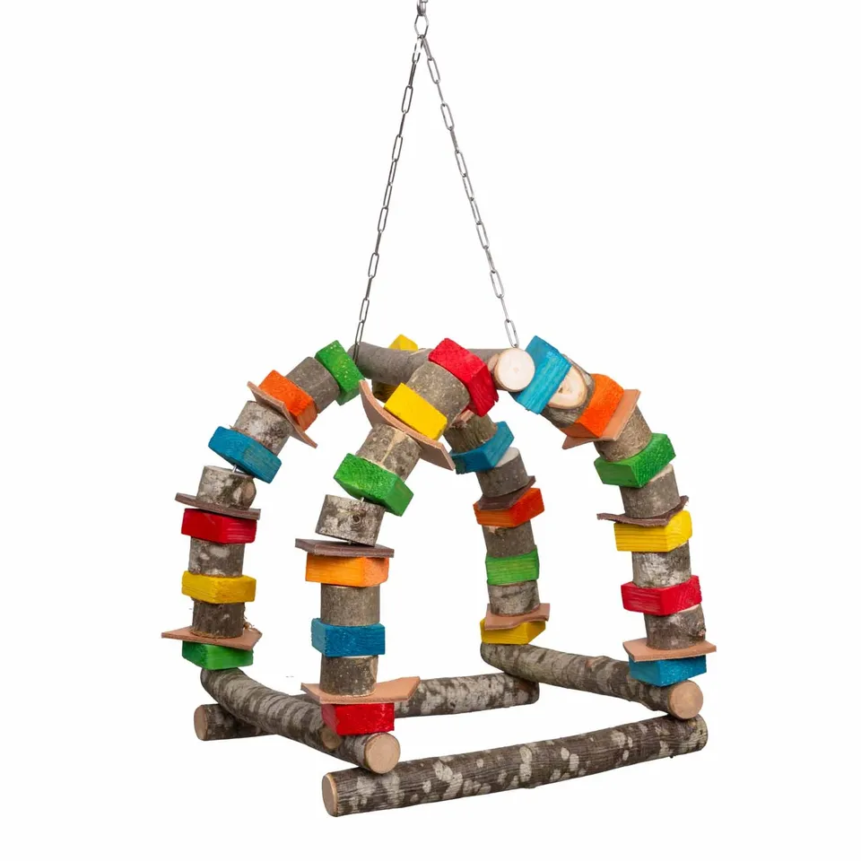 rico-s-futterkiste-tunnel-schaukel-papageienspielzeug-holz image 1