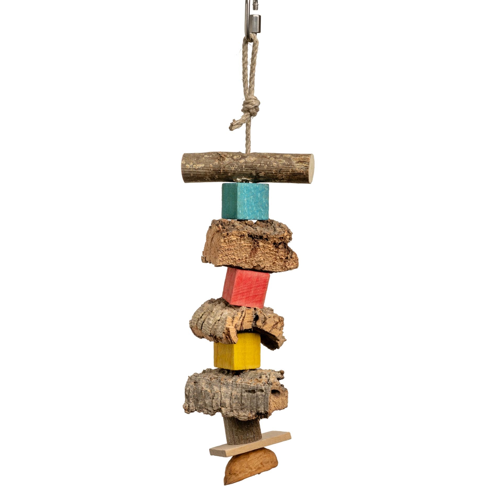 rico-s-futterkiste-korkw-rfel-sittichspielzeug-hanfseil-28-cm image 1