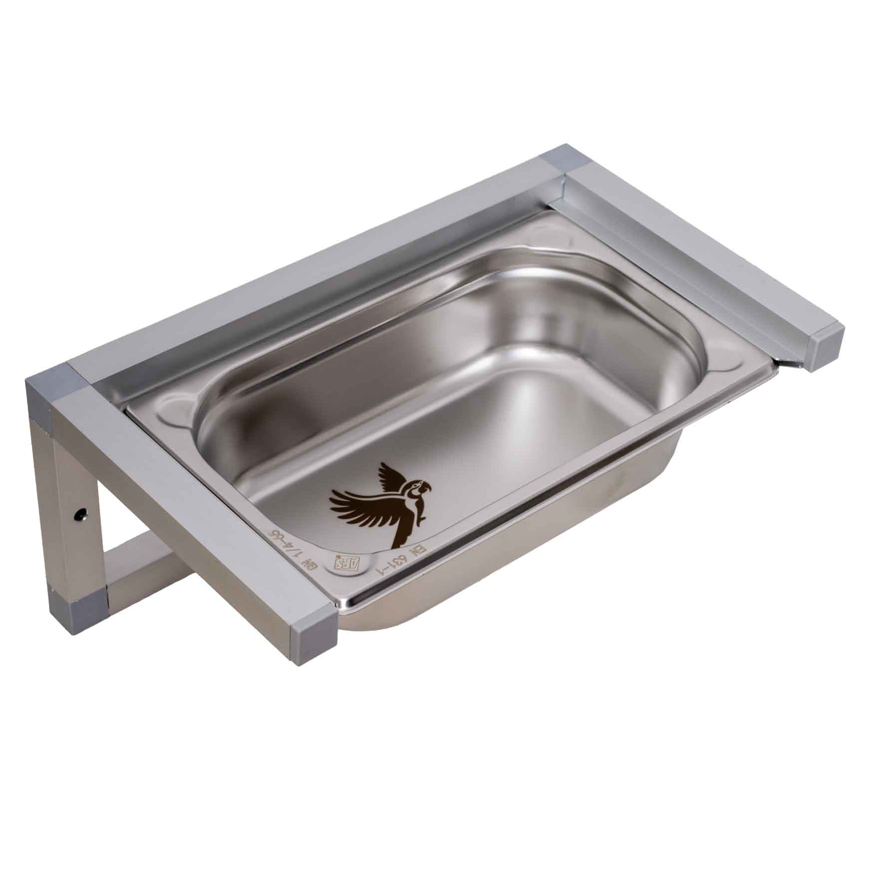 rico-s-futterkiste-edelstahlwanne-klein-32x19cm-wandmontage image 1