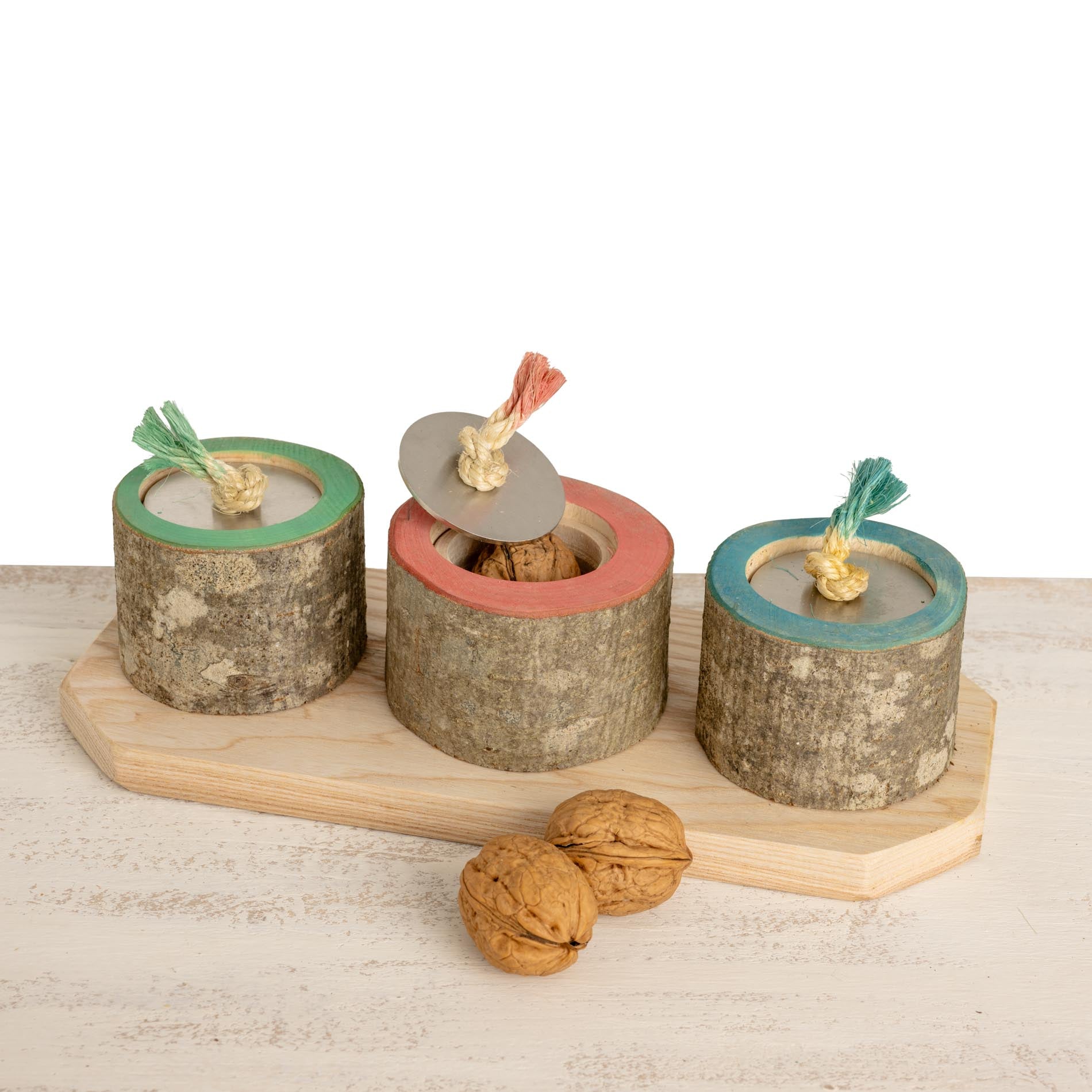rico-s-futterkiste-h-tchenspiel-papageienspielzeug-holzbrett-edelstahl image 3