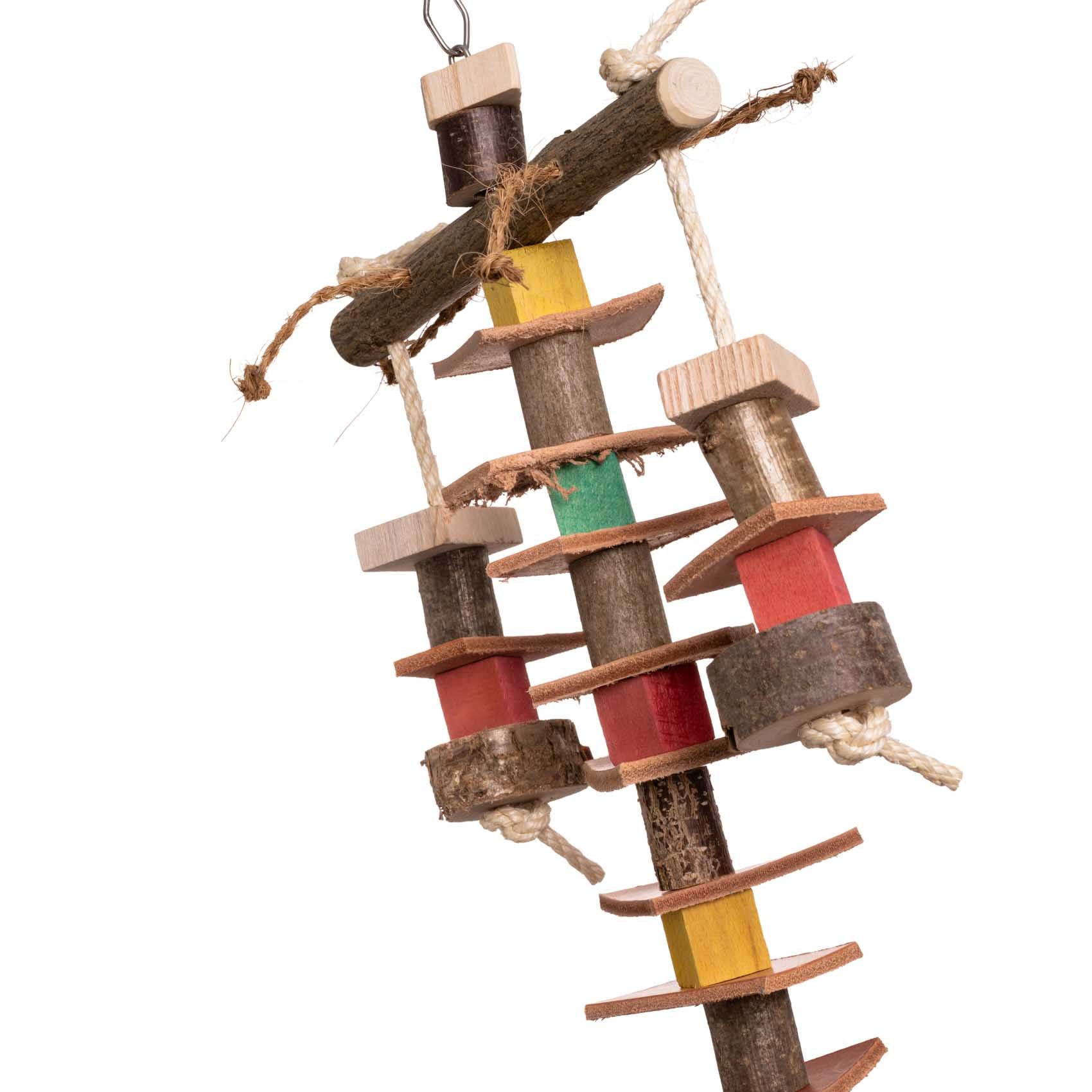 rico-s-futterkiste-knabberspiel-papageienspielzeug-holz-leder-sisal image 2
