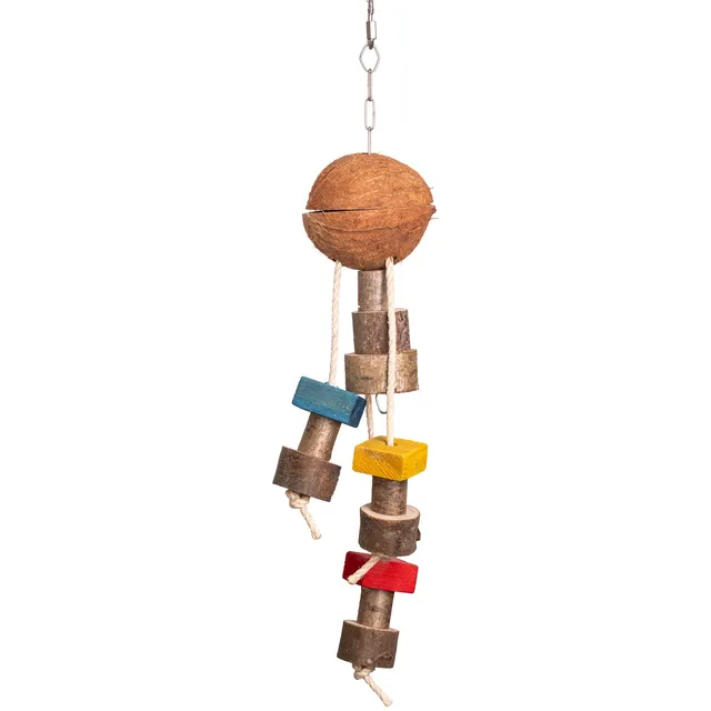 kokosnuss-futterversteck-papageien-intelligenzspielzeug-60cm image 1