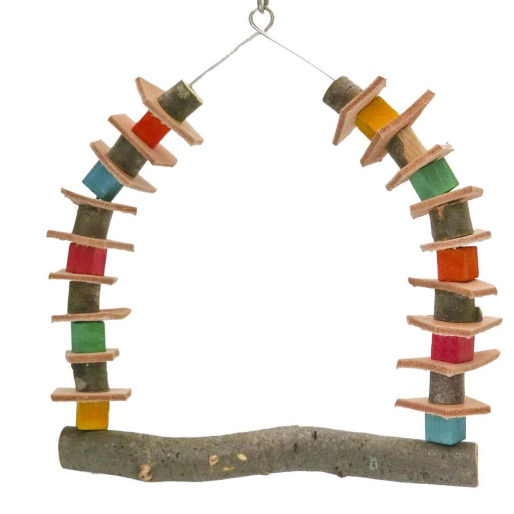 rico-s-futterkiste-papageienschaukel-mit-lederst-cken-schaukel-30-cm image 1