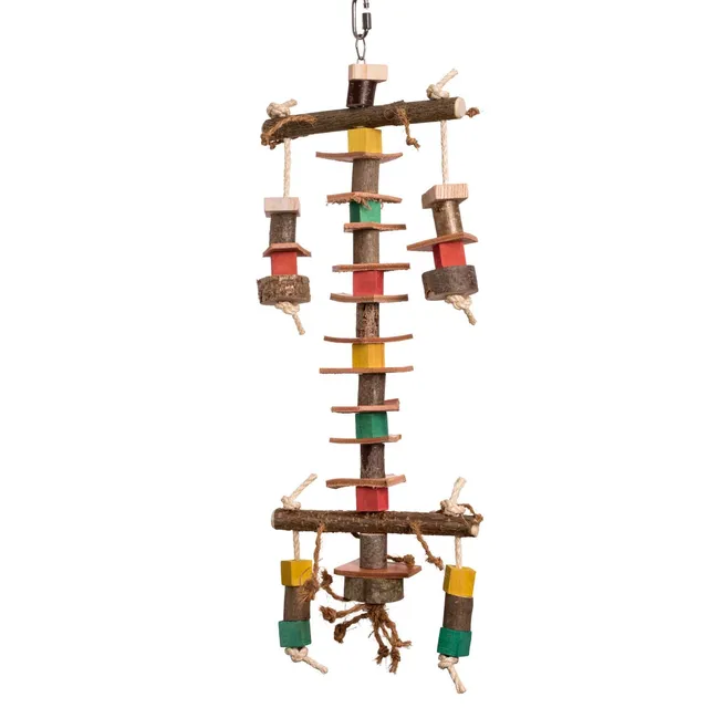 rico-s-futterkiste-knabberspiel-papageienspielzeug-holz-leder-sisal image 1