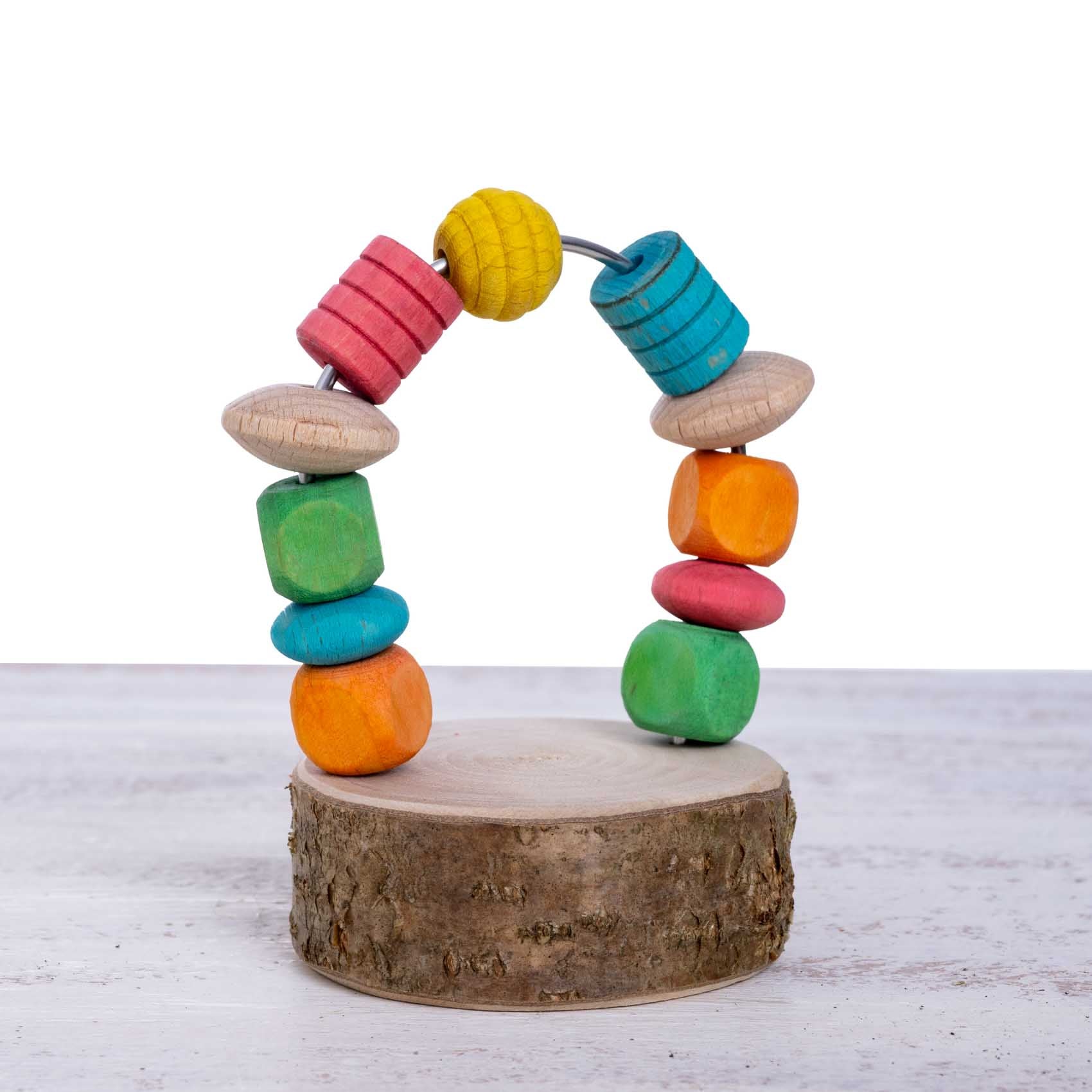 rico-s-futterkiste-foot-toy-greifspielzeug-holz-edelstahl image 1