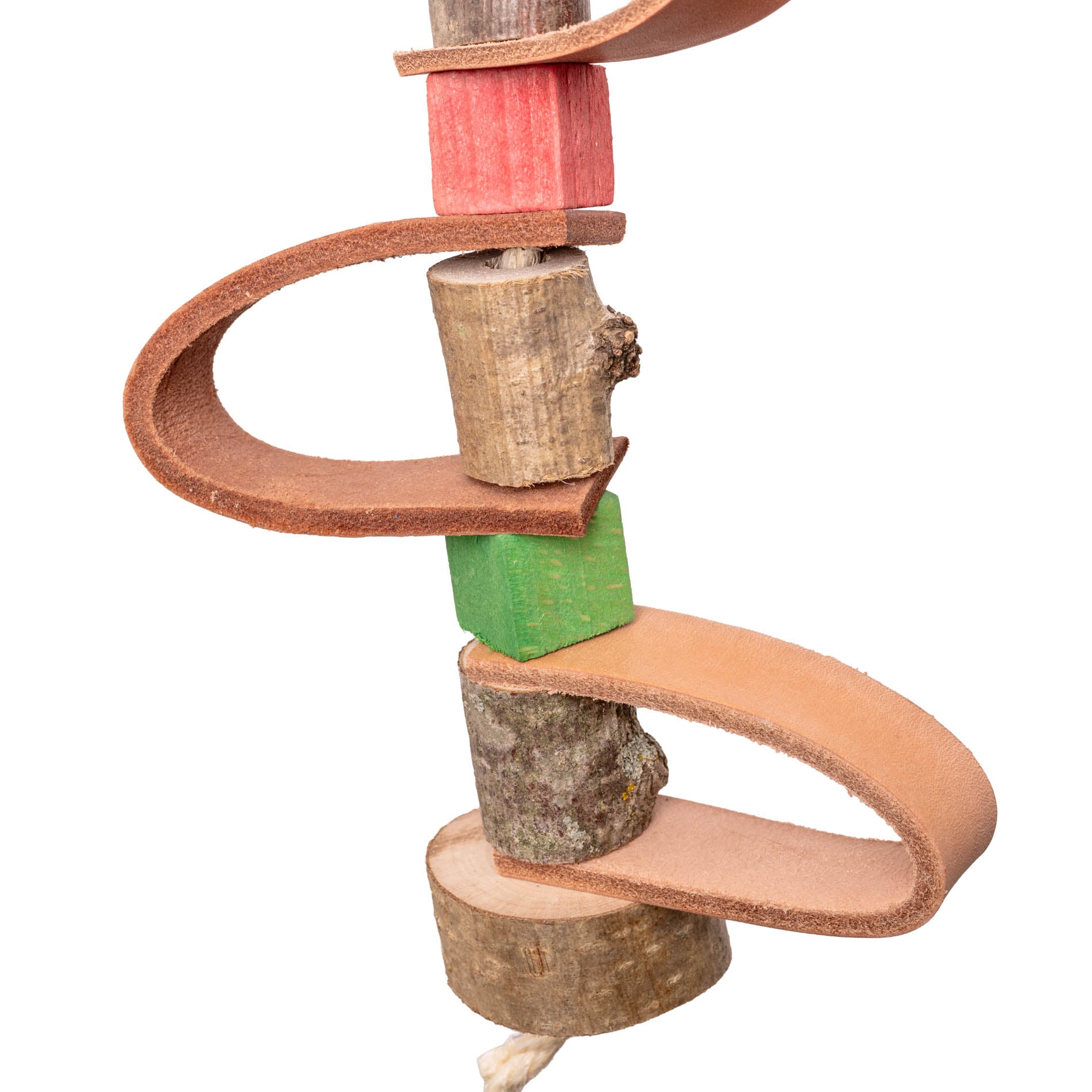 rico-s-futterkiste-lederwelle-sittichspielzeug-naturholz-leder image 2