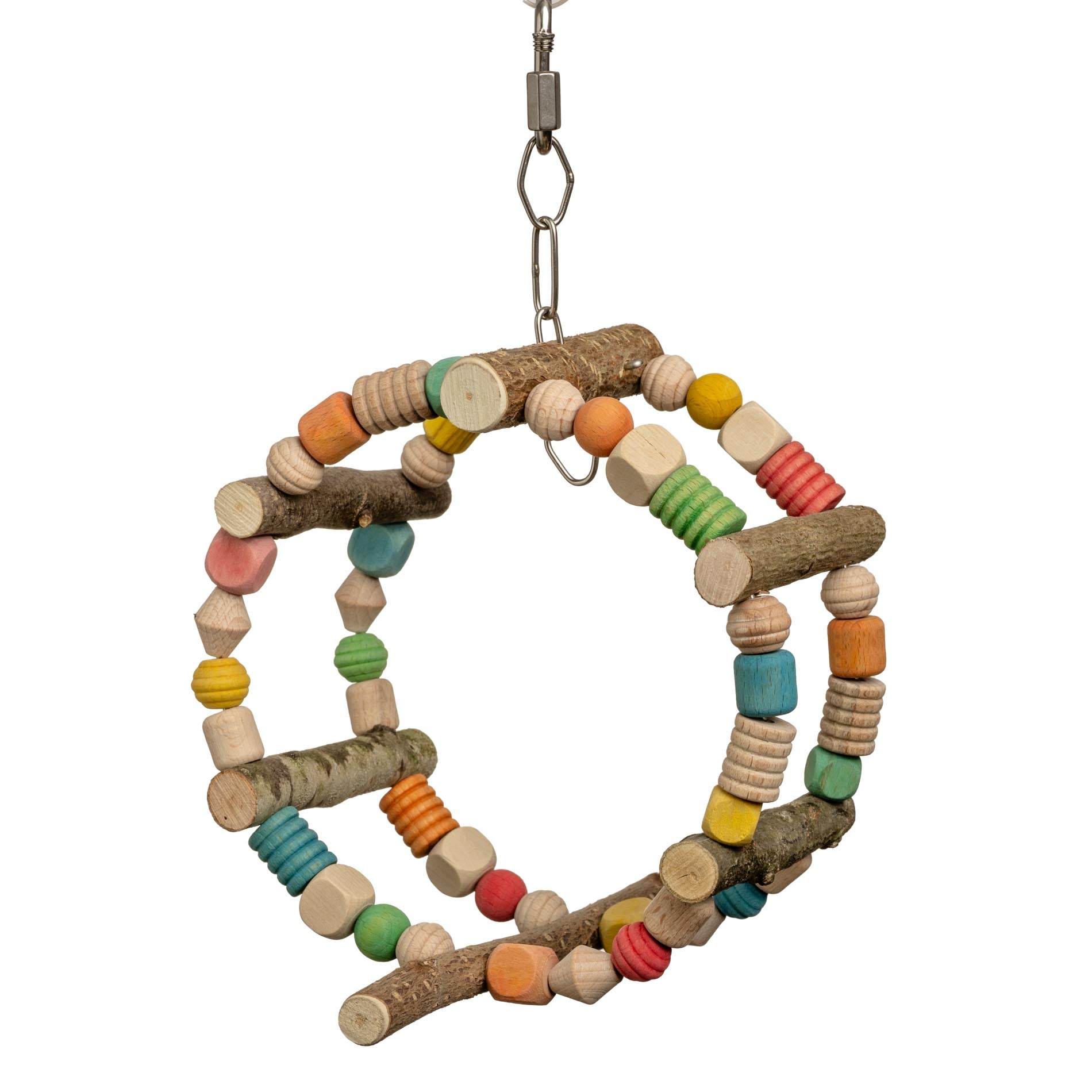 rico-s-futterkiste-schaukelrad-bunt-sittichspielzeug-holz-15-cm image 1