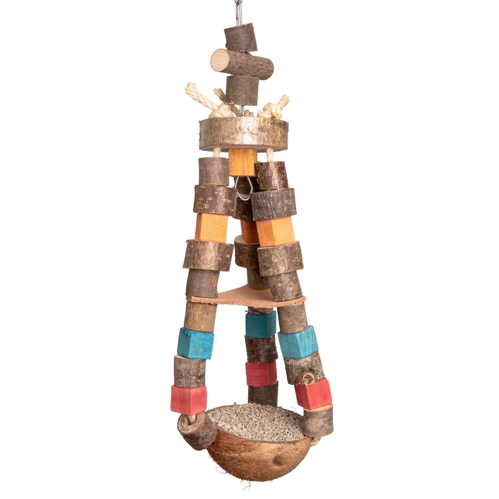 rico-s-futterkiste-mineralien-kokosnuss-papageienspielzeug-42-cm image 1