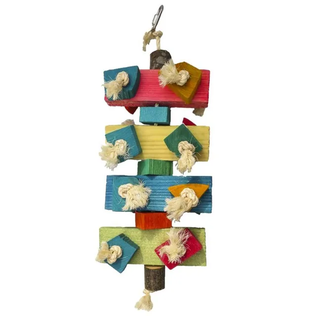 rico-s-futterkiste-kunterbunt-papageienspielzeug-schreddern-holz-40-cm image 1