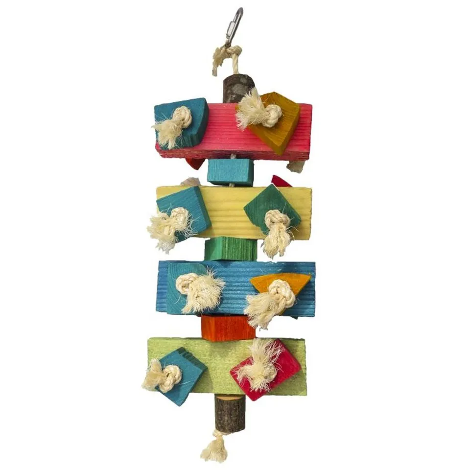 rico-s-futterkiste-kunterbunt-papageienspielzeug-schreddern-holz-40-cm image 1