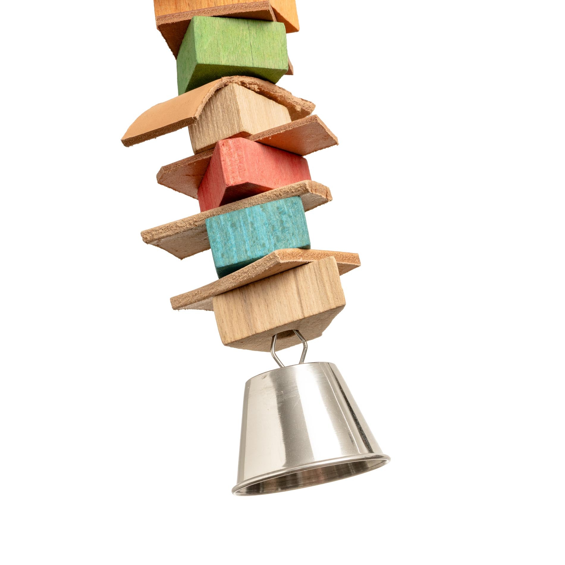 rico-s-futterkiste-leder-gl-ck-glocke-papageienspielzeug-45-cm-holz image 2