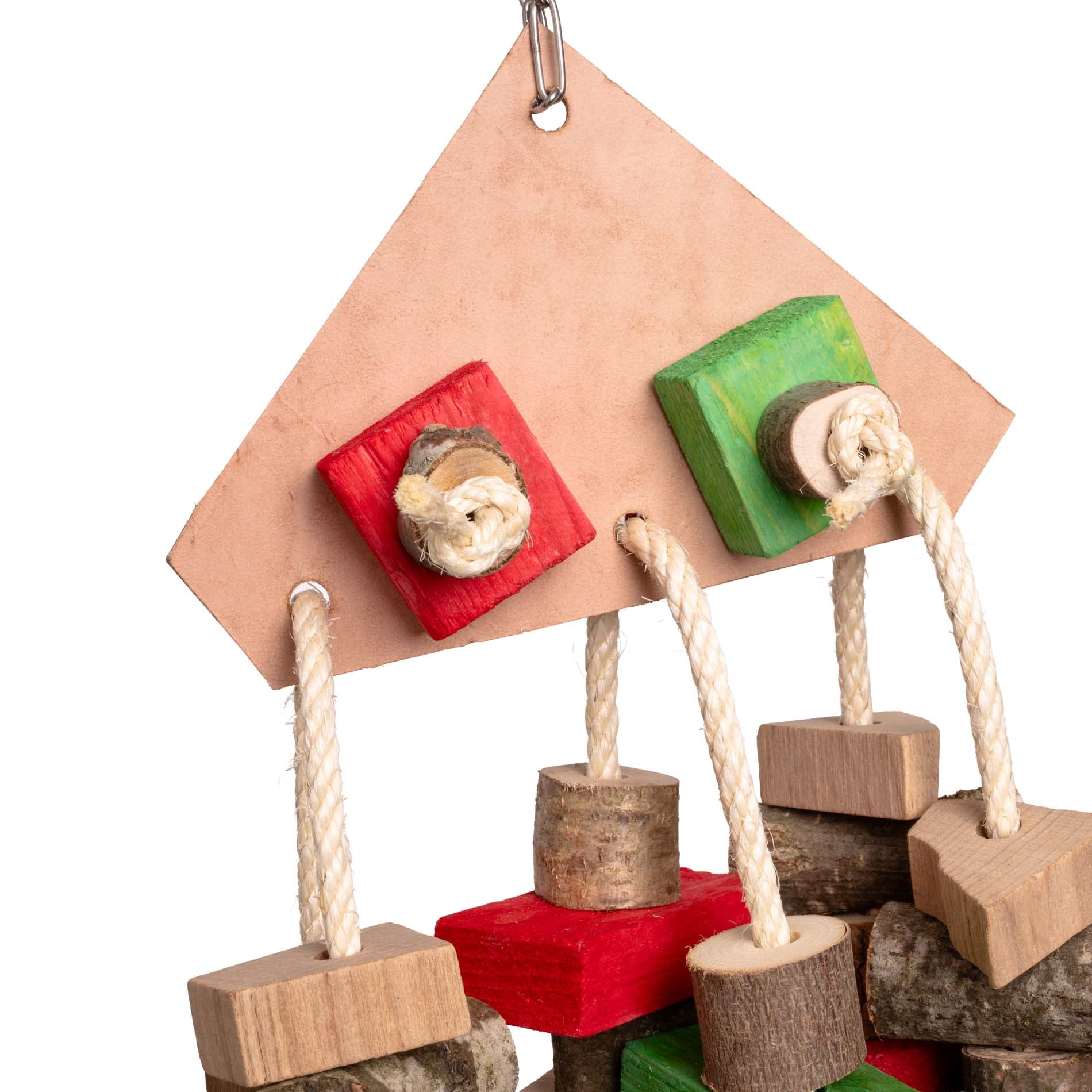 rico-s-futterkiste-lederdreieck-mit-sisal-papageienspielzeug-70-cm image 2