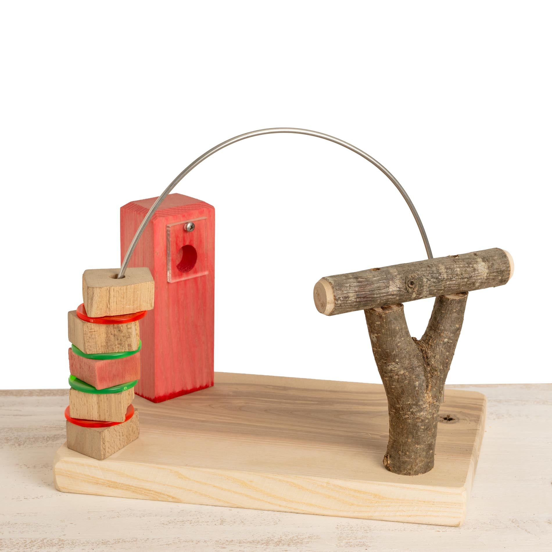 rico-s-futterkiste-spielplatz-knabberbogen-intelligenzspielzeug-holz image 2