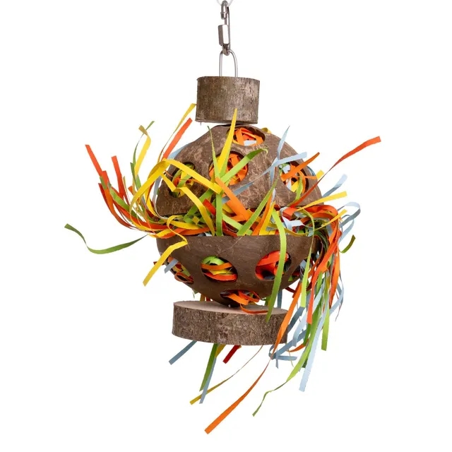 rico-s-futterkiste-gef-llte-kokoskugel-papageienspielzeug-foraging image 1