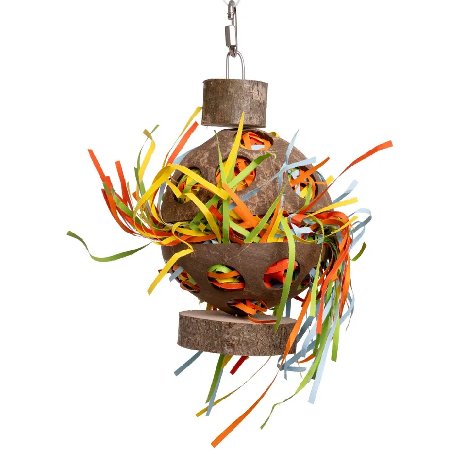 rico-s-futterkiste-gef-llte-kokoskugel-papageienspielzeug-foraging image 1