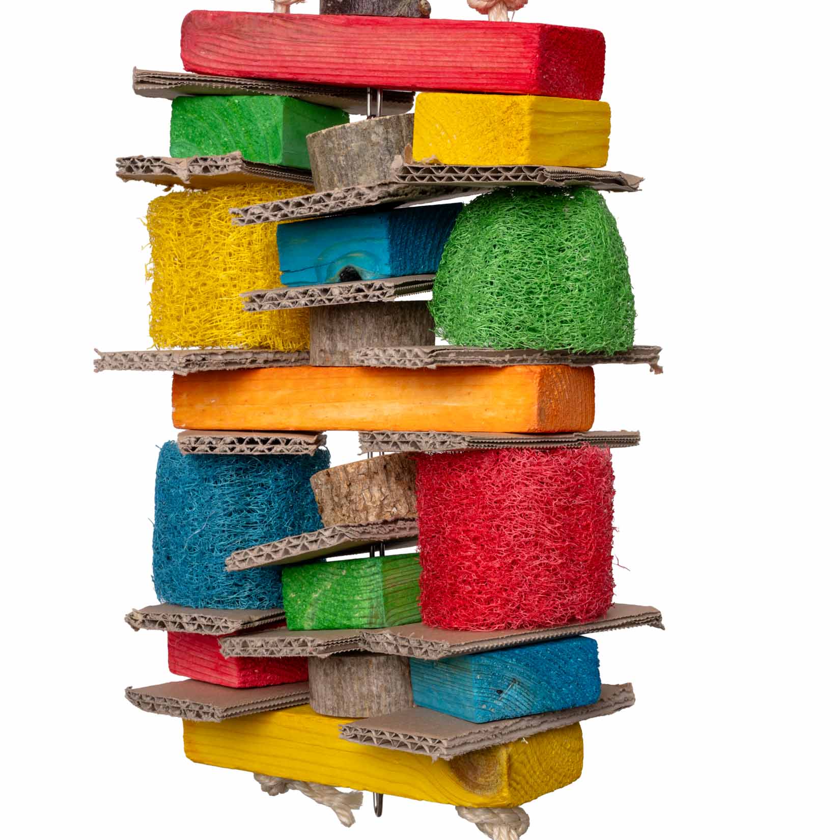 rico-s-futterkiste-weichholzturm-bunt-papageienspielzeug image 2