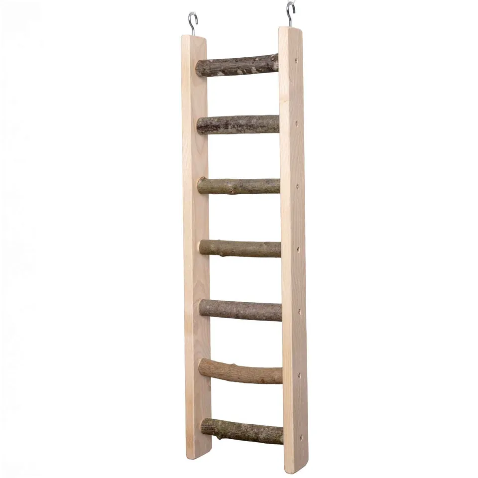 rico-s-futterkiste-holzleiter-rustikal-70-cm-papageienspielzeug image 1