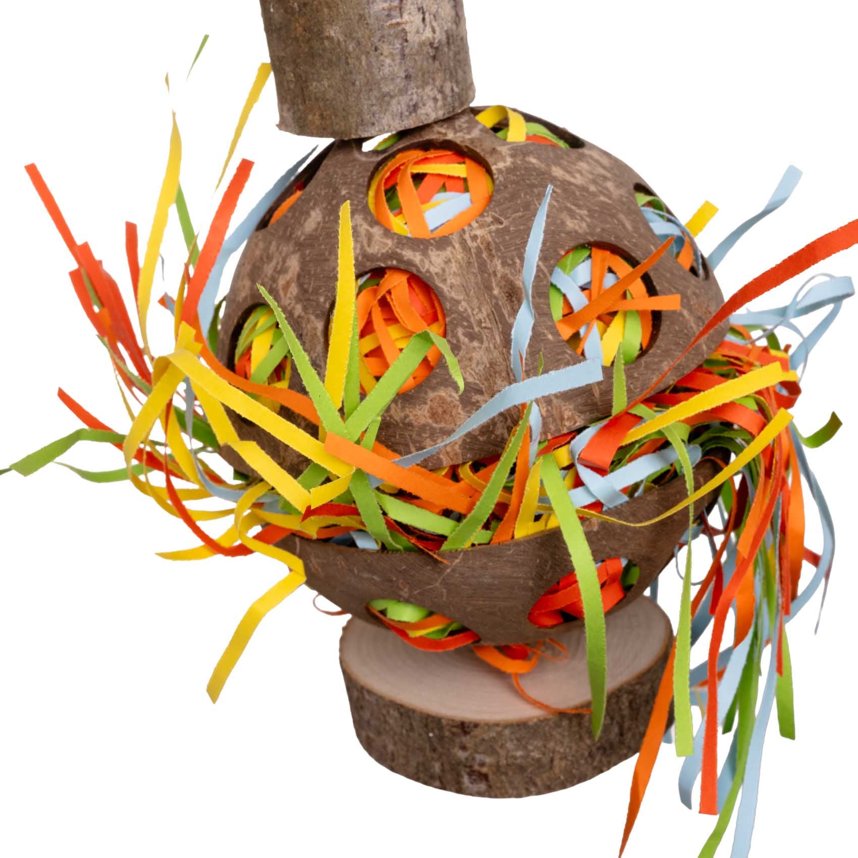 rico-s-futterkiste-gef-llte-kokoskugel-papageienspielzeug-foraging image 2
