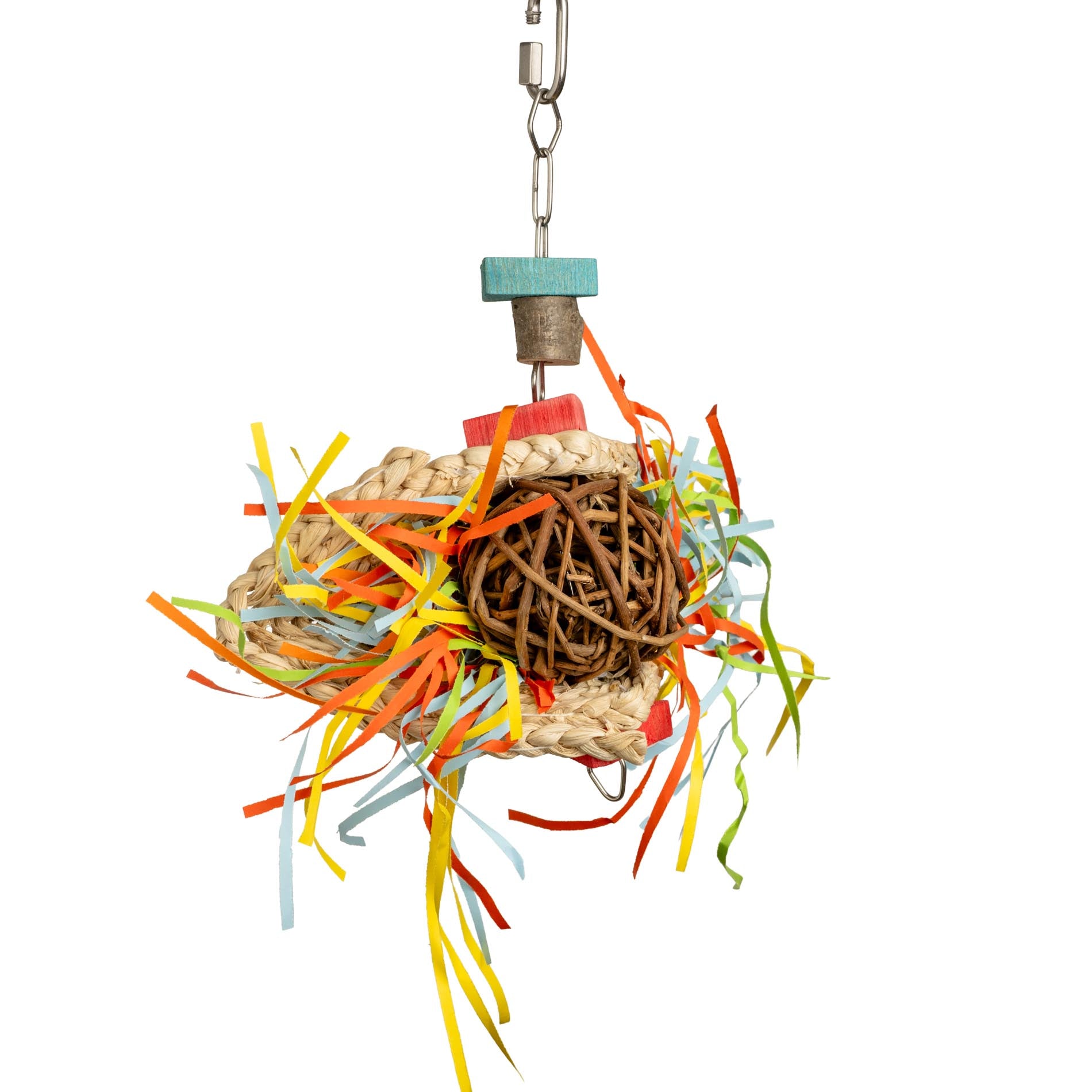 rico-s-futterkiste-weidenkugel-strohteppich-papageienspielzeug-20x20-cm image 1