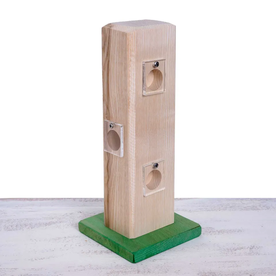 rico-s-futterkiste-versteckspielturm-intelligenzspielzeug-papagei-holz-30-cm image 1