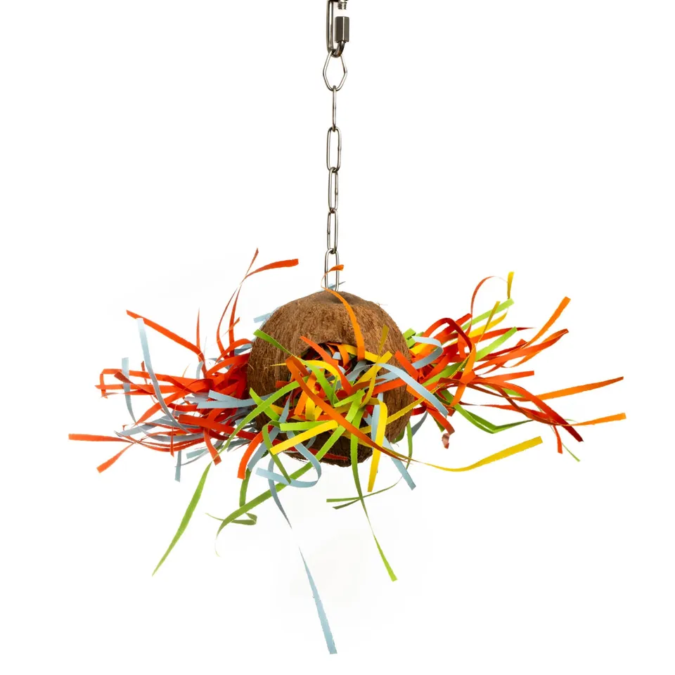 rico-s-futterkiste-sittichspielzeug-kokosnuss-futterh-uschen-kokos-vogelspielzeu image 1
