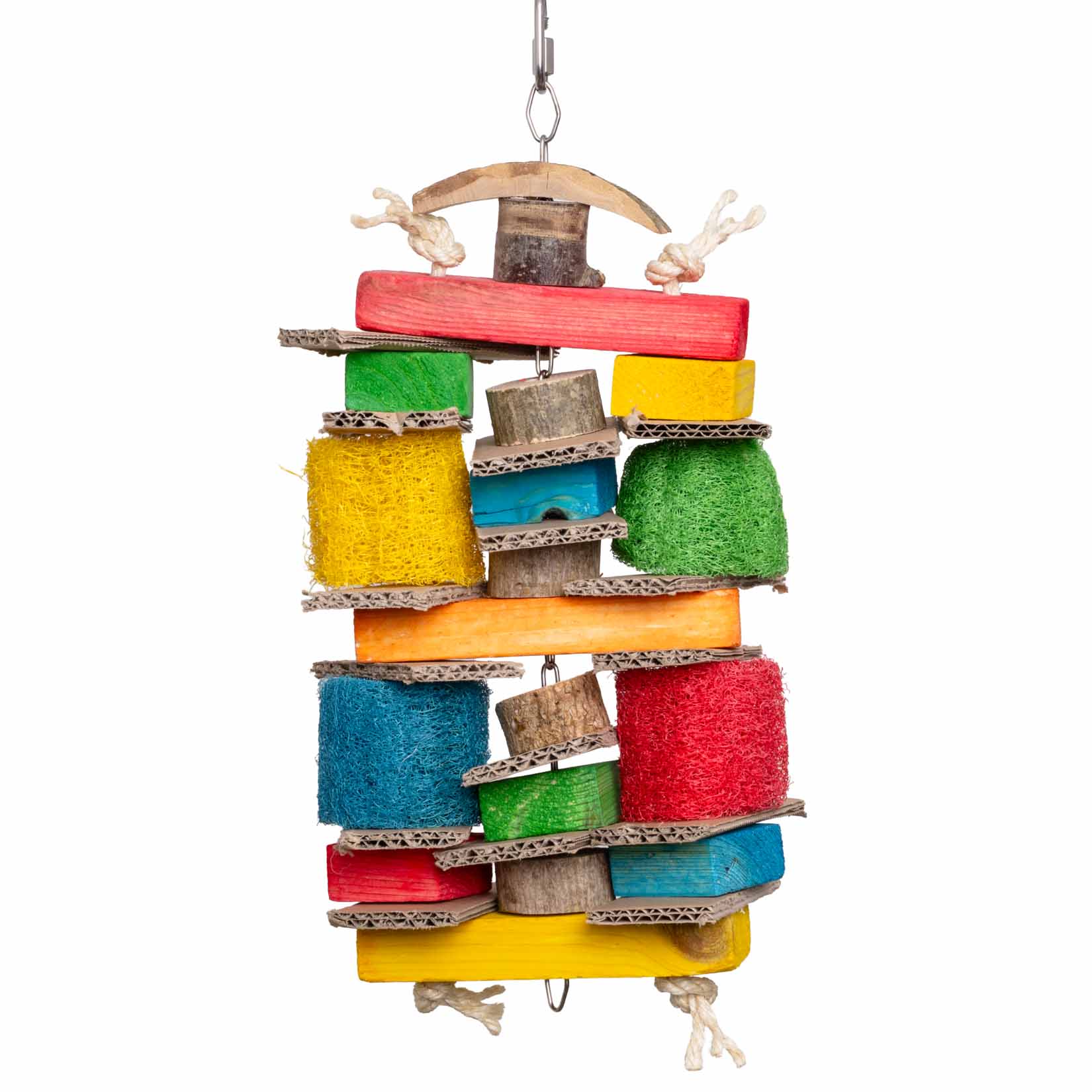 rico-s-futterkiste-weichholzturm-bunt-papageienspielzeug image 1
